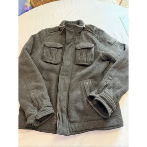 Abercrombie & Fitch Men’s VTG Dark Grey Black Distressed Y2k Coat Jacket Size XL